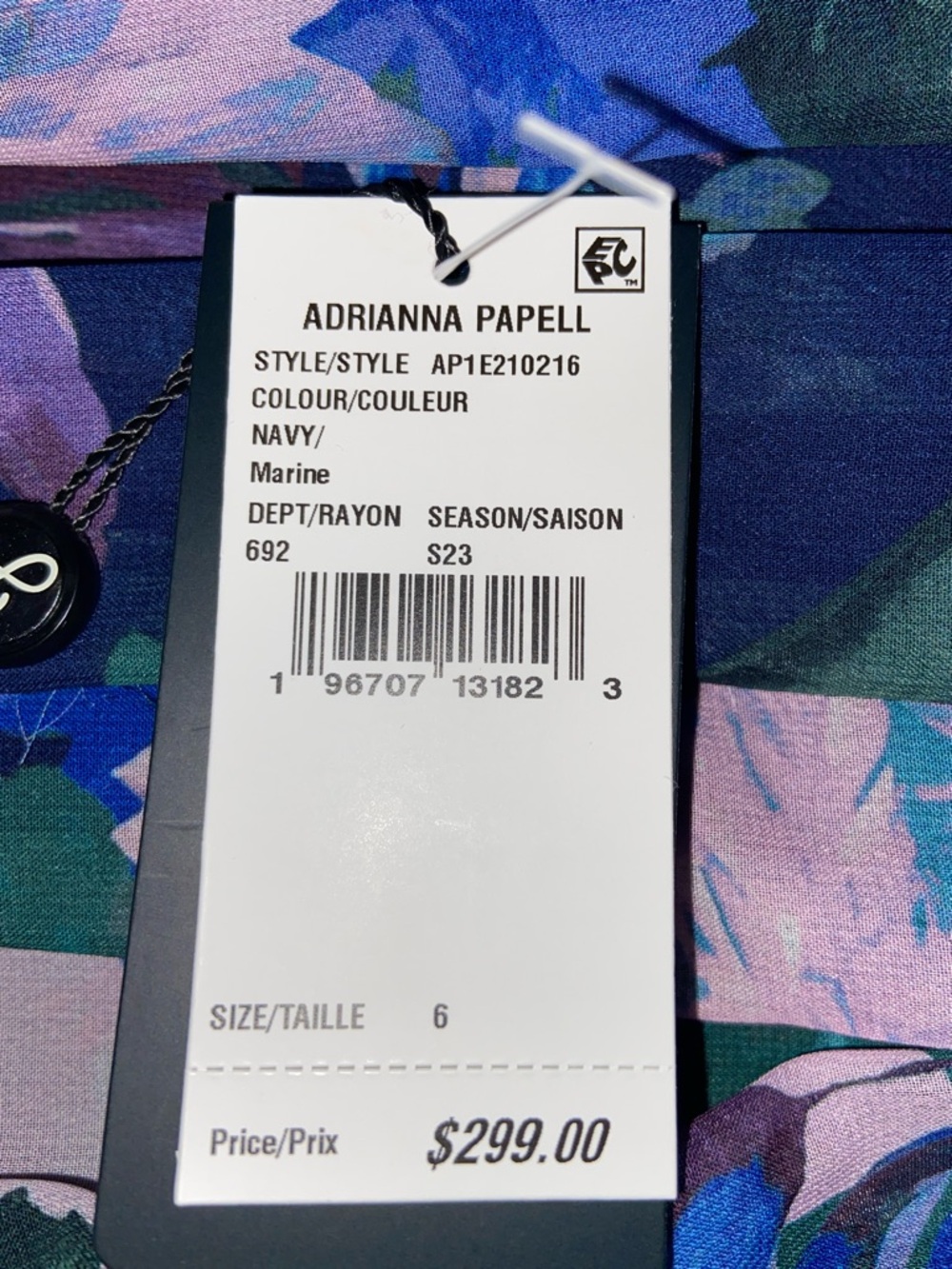 NWT Adrianna Papel Wrap Maxi Dress - Navy, Purple & Green-6 - Picture 6 of 7